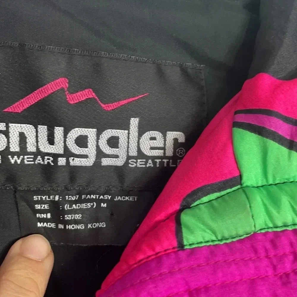 Vintage Retro Neon 80s 90s Snuggler Ski Fantasy Snow Jacket Ladies Sz M - Picture 3 of 11